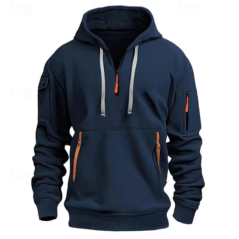 Versatile Quarter-Zip Hoodie for Men – Black, White, Burgundy, Navy Blue, and Royal Blue – Casual, Streetwear, and Sportswear Essentials