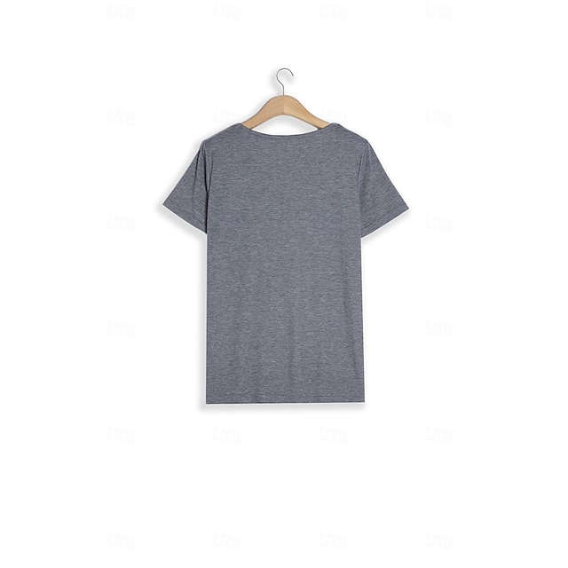 Valentine's Day Heart Print Cotton V Neck Tee with Short Sleeves - Casual Weekend Top in Multiple Sizes