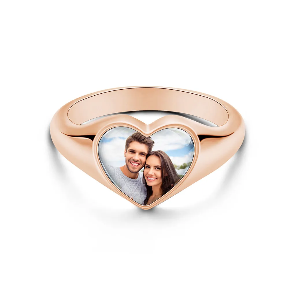 Customized Heart-Shaped Photo Ring – Unique Personalized Jewelry Gift for Her