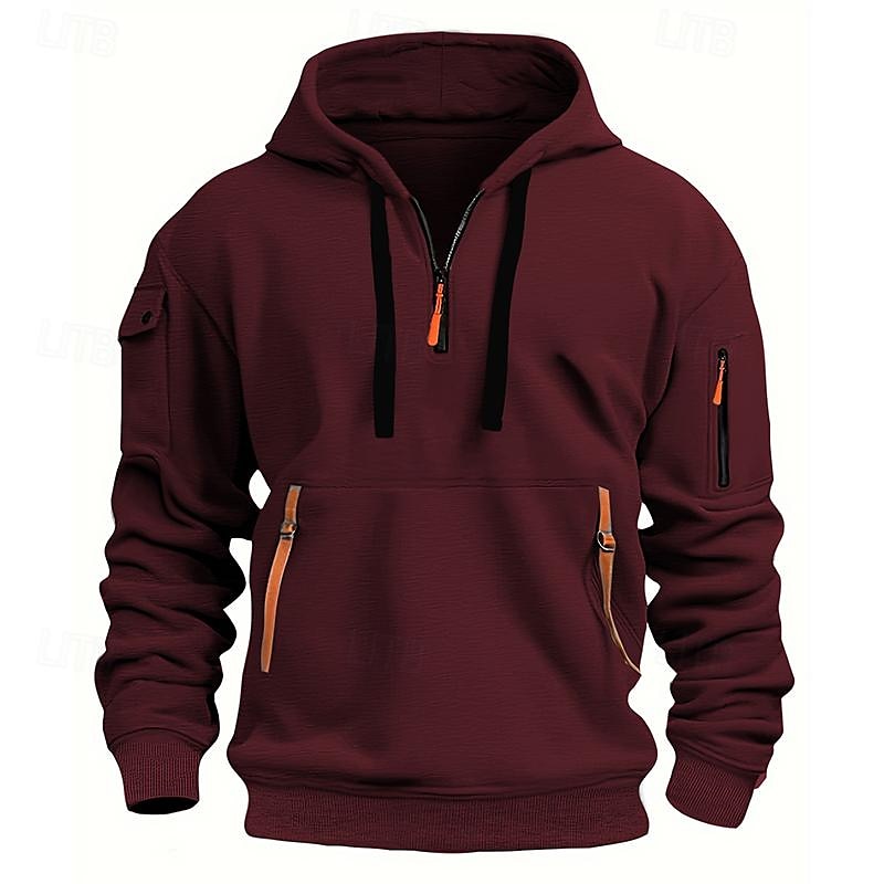 Versatile Quarter-Zip Hoodie for Men – Black, White, Burgundy, Navy Blue, and Royal Blue – Casual, Streetwear, and Sportswear Essentials