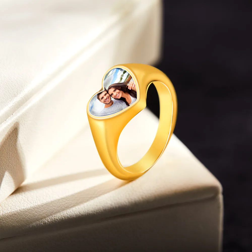 Customized Heart-Shaped Photo Ring – Unique Personalized Jewelry Gift for Her