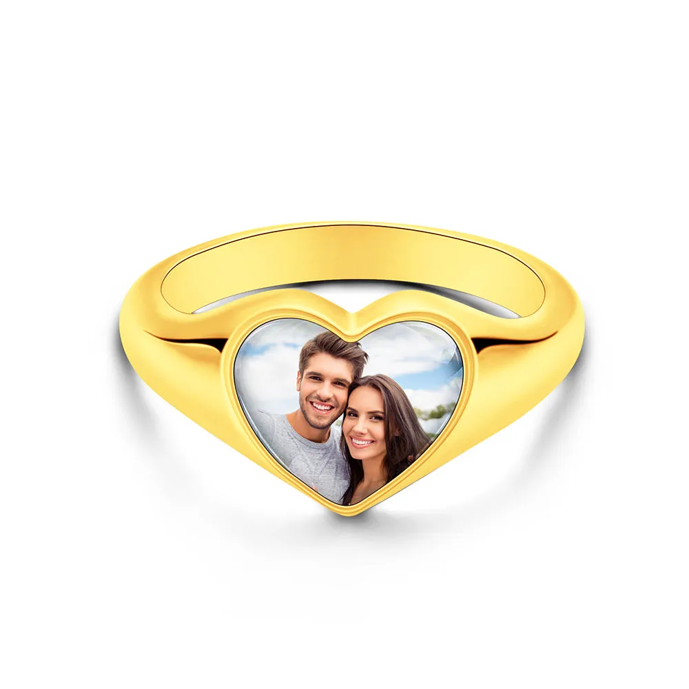 Customized Heart-Shaped Photo Ring – Unique Personalized Jewelry Gift for Her
