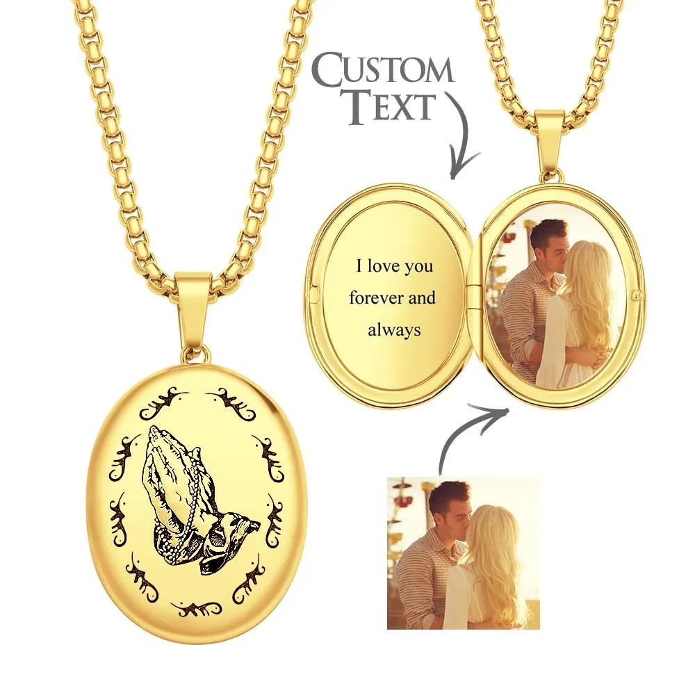 Custom Photo Locket and Engraved Prayer Amulet Necklace – Personalized Keepsake Jewelry for All